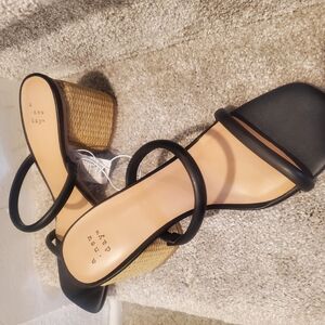 a new day Black and Cream Sandals with Minimalist Design